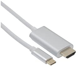 APM 590480 - Cordon HDMI 1.8m 4K/Type-C - Câble HDMI Long Connecteurs Mâle/Mâle - Accessoires pour TV et Vidéo - Transfert Audio et Vidéo - Finition Aluminium - Blanc