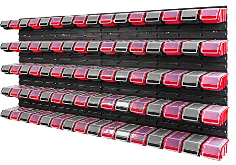 PAFEN Boîte empilable murale - 1544 x 780 mm - Système de stockage de 80 rangement avec couvercle - Étagère