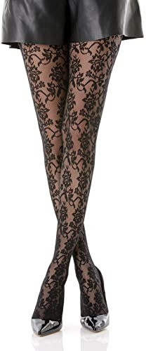 Gi&Gi Strumpfhosen für Damen,Strumpfhosen Damen Muster aus Blumenspitze.N 1607