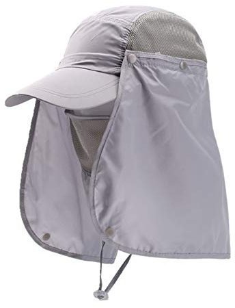 Chapeau de pêche pour homme UPF 50+ en plein air à séchage rapide en maille chapeau de soleil à long bord respirant casquette de baseball avec rabat amovible pour le cou la randonnée camping jardinage