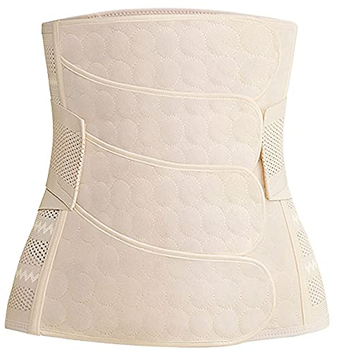 WANYI 4-Patch Postpartum Belly Wrap C-Section Recovery Belt Post Partum Women Belly Belt Support Recovery Belly/Waist/Pelvis Belts for Normal Birth/Caesarean Section Postnatal Shapewear（Beige-M）