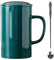 NIUKOMY Extra Large Coffee Cup 900 ml, Jumbo Ceramic Tea Cup with Lid and Spoon, Super Large Cup, Giant Porcelain Mug, XXL Milk Cup, Big Mug for Office and Home, Green