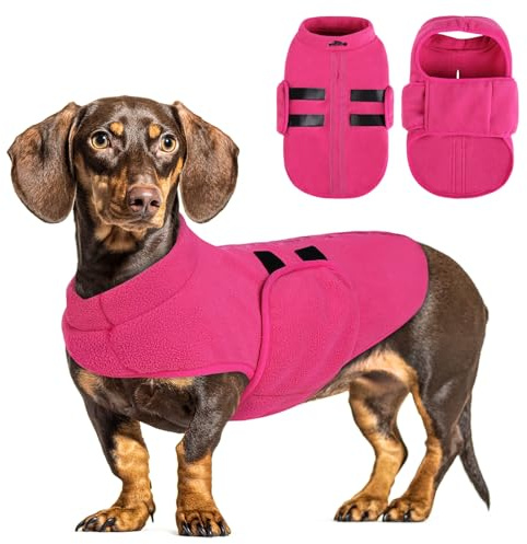 PUZAUKAL Maglione per Cani e Gatti - Morbido Gilet in Pile con Imbracatura - Caldo per Taglia Piccola, Media e Grande - Rosa (S)