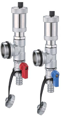AQUA HEATING Vanne De Purge Et Robinet De Vidange Pour Distributeur Circuit Chauffage Purgeur Radiateur Distributeur Bleu Rouge