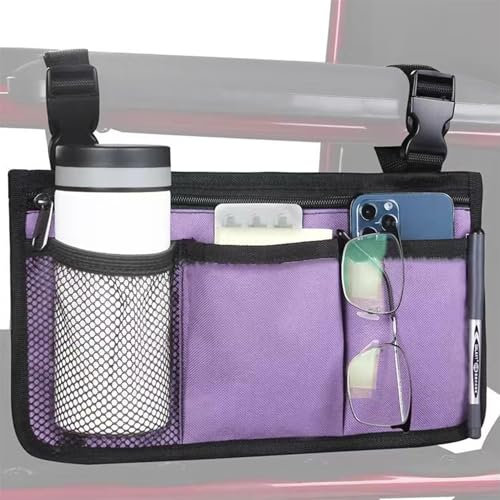 AiAigpt Borsa Laterale Impermeabile per Sedia a Rotelle con Bracciolo di Stoccaggio (Viola)