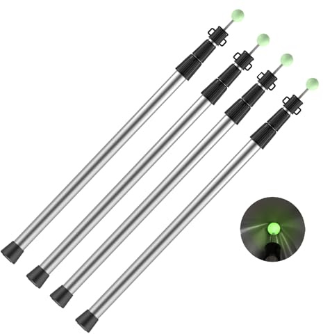 SANLIKE Tarp Poles Telescoping Tent Poles, 96 Aluminum Canopy Poles Extendable Pole for Awning Shelter Camping Backpacking Hiking Picnic, Set of 4, Silver