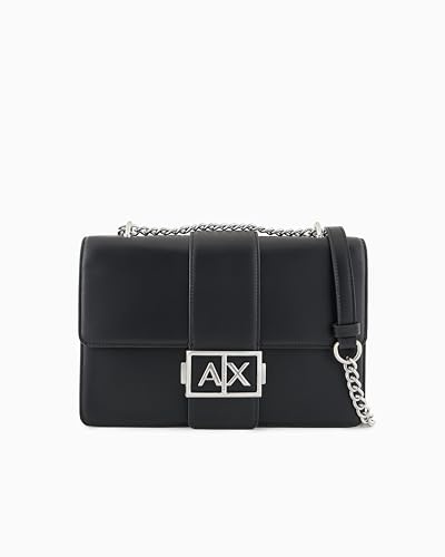Armani Exchange Women's Jodie, Sustainable, Chain Strap Crossbody, Black, Nero, taglia unica