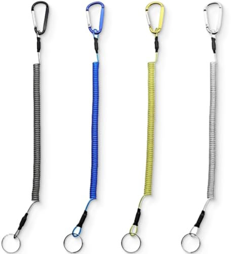 JEYORZY 4 Stück Anti-Lost Spiral Sicherheits Seil, Spiral Schlüsselanhänger, Elastisch Angeln Lanyards Spiral Schlüsselband Spiralkabel mit Karabiner, Angeln Lanyard Spiralkabel Angeln Lanyard