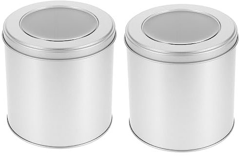 Yardenfun 2piezas Lata De Café Ventana De Metal Bote Pequeño Hermético Para Guardar Dulces y Té De Sueltas Organizador De Bolsitas De Té Para Cocina