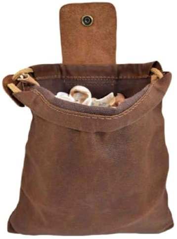 Borsa per foraggiamento in tela cerata, borsa pieghevole per foraggiamento con coulisse, marsupio in pelle per funghi per escursionismo, campeggio, caccia, attrezzi da esterno (marrone)