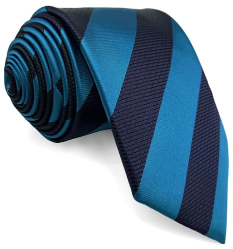 S&W SHLAX&WING Randig Halsduk – Mörkblå & Cerulean, Medium (147 cm), Formell för Kostym
