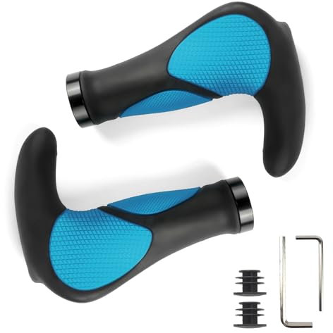 GZERMA Fahrradgriffe Ergonomisch MTB Griffe mit Zwei Seiten Lock-On Design Horn Lenkergriffe 22 mm Fahrrad Griffe für E-Bike Trekkingrad Mountainbike Tourenrad Rennrad