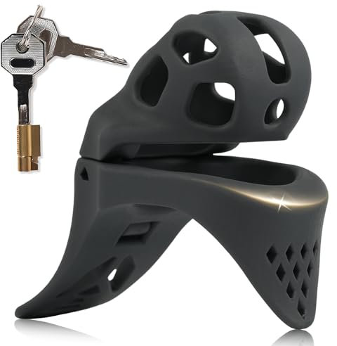 Peniskäfig Sex Spielzeug Keuschheitskäfig Herren mit Verdecktem Schloss und 3 Verschiedenen Größen Chastity Cage Männer mit Penis und Hoden in Fesselung Harzig Cock Cages (L,Black)