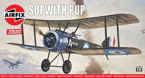 Airfix Vintage Classics Set - A01062V Sopwith Pup - Plastic Model Aircraft Kits for Adults & Children 8+, Set Includes 26 Pieces - 1:72 Scale Model Aircraft Sets, un-Painted