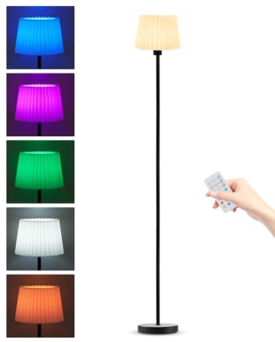Lampada da terra a batteria senza fili con telecomando, altezza regolabile 145 cm, piccola lampada da terra a LED con timer e dimmerabile, RGB, portatile, ricaricabile, per camera da letto
