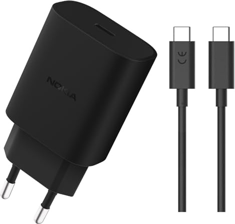 USB C Schnellladegerät 20W USB-C Ladekabel Original USB TYP C Adapter passend für Nokia 3.4, 5.3, 5.4, 6.2, 7, 7.1, 7.2, 8, 8.1, 8.3, 9, G10, G11, G20, G21, G22, G50, G60, X10, X20, X30, XR20, XR21