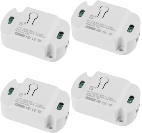 4 Pack Smart Light Switch Module 10A, Mini Smart Home Voice Control / Timer, Smart Light Switch Modules DIY, Smart Switch, Mini DIY WiFi Switch, Smart Switch Compatible with Alexa Echo, Google Home