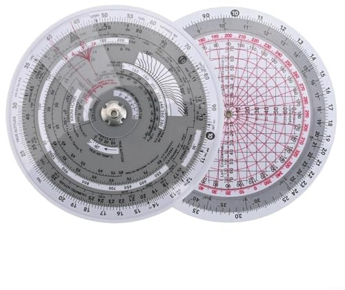 Règle circulaire à glissière E6B-R pour calculs de navigation pilote, avec construction en plastique étanche pour calculs de navigation pilote, y compris W (E6B-R2)