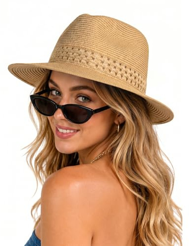 Zylioo XL/XXL Sonnenhut Strohhut Großen Kopf Hut Herren Damen Panamahut Sommerhut Sonnenshutz UV Schutz Strandhut für Urlaub