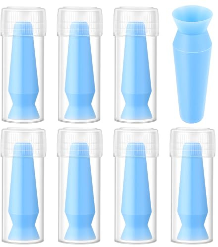 8 Pack Scleral Lens Inserter & Remover Tool - Contact Lens Applicator Tool for Hard/Rgp/Scleral Lenses & Prosthetic Eyes, Easy-Squeeze Suction Plunger, Reusable Silicone with Travel Case, Hygienic Use