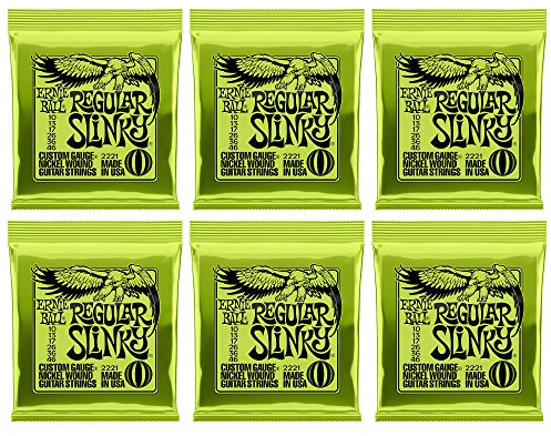 Ernie Ball Regular Slinky Nickel Wound Electric Guitar Strings 6 Pack - 10-46 Gauge