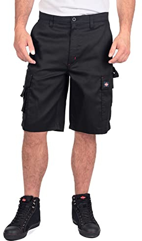 Lee Cooper Short Travail Homme Cargo – Workwear Résistant Multi Poches Entretien Facile, Été Léger Triple Coutures Capri Short (noir, 32W)