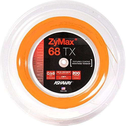 ASHAWAY ZyMax 68 TX Badmintonsaite, 200 m Rolle, Farbe: Orange
