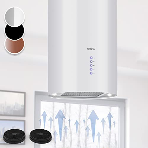 Klarstein Hotte Aspirante Ilot Central de Cuisine Silencieuse et Design, Débit d'air 650m³/h, Minuteur, 3 Modes, Hotte Aspirante avec Conduit d'Evacuation, Filtres à Charbon Actif, Hotte Ilot Central