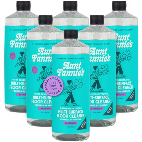 Aunt Fannie's Detergente per pavimenti ultra concentrato, detergente per pavimenti con aceto, detergente per pavimenti multi-superficie per pulire, produce 16 galloni, profumo di lavanda, 907 g