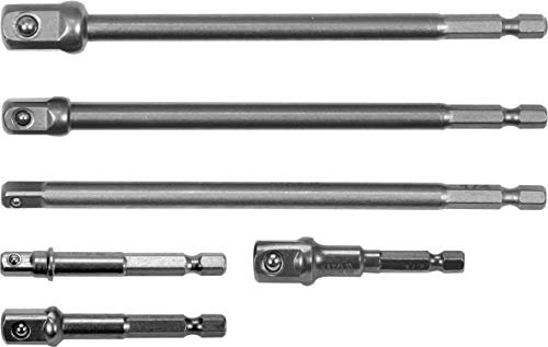 Yato YT-04629 Sechskant-Steckschlüssel-Adapter-Set, 6-teilig, 1/2 Zoll, 3/8 Zoll, 1/4 Zoll, 50 und 150 mm lang