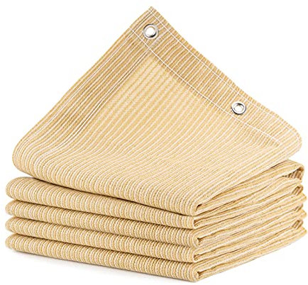 ABOSUN Outdoor-Sonnenschutz, Pergola, Deck und Hinterhof, Terrasse, Sonnenschutz mit UV-Schutz, hitzebeständiges HDPE-Material, verstärkte Ösen (3 x 3 m, Weizen)