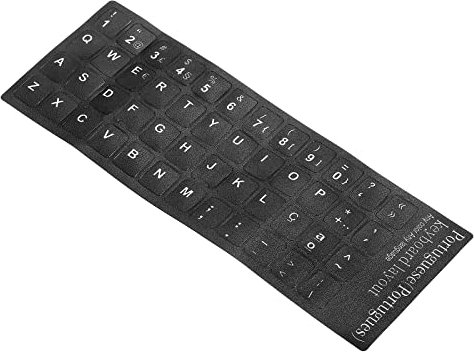 PATIKIL Portuguese Keyboard Layout Stickers, 2 Pack Universal Keyboard Replacement Cover for Notebook Desktop Computer, Black Background White Lettering