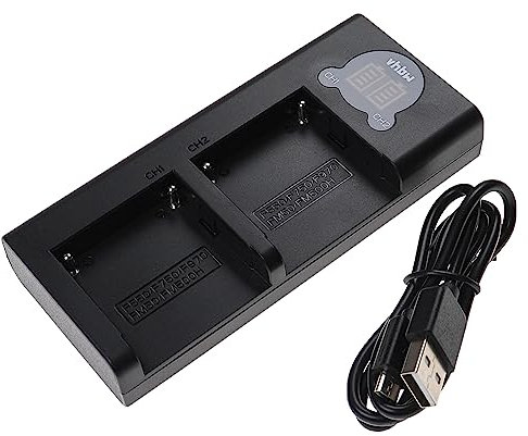 vhbw Dual Ladegerät kompatibel mit Sony Hi8 CCD-TRT97 Kamera Camcorder/Akku - Ladeschale + Micro-USB-Kabel, Ladeanzeige