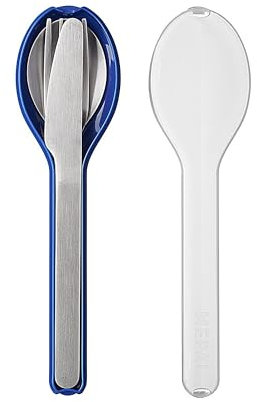 Mepal - Set di Posate 3 Pezzi Ellipse - Set di Posate da Viaggio - Composto da Coltello, Forchetta e Cucchiaio - Set di Posate con Custodia da Viaggio - Acciaio Inossidabile - Vivid Blue