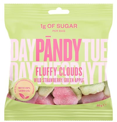 PÄNDY Fluffy Clouds Zuckerfreie Süßigkeiten Bonbons Gummibärchen ohne Zucker süßigkeiten großpackunge box zuckerfrei gummibärchen Fruchtgummis Low Carb Großpackung nur 1 g Zucker 14 x 50 g
