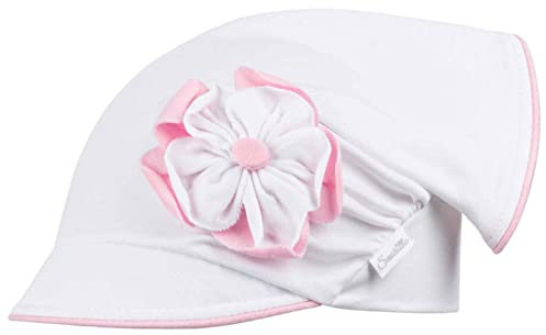Mädchen Mütze Schirmmütze Kopftuch Schildmütze Sommer Baumwolle, Größe: 50-52, Farbe: Weiß-Rosa