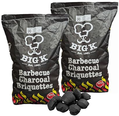 Charcoal Briquettes Bags for BBQ Grill - Bulk Buy of 2 x 10kg Barbecue Charcoal Briquettes Bags with Topline Card for Outdoor Barbeque Grill, Camping BBQs
