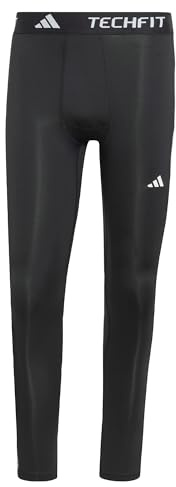 adidas Men's TECHFIT COMPRESSION TRAINING 3-STRIPES LONG TIGHT, Black, XL