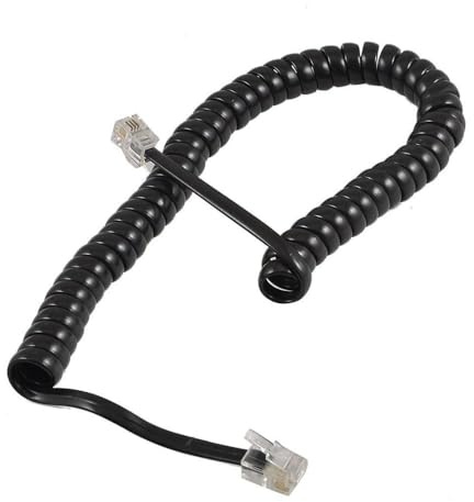 Cordon de combiné téléphonique spiralé – Câble de téléphone fixe, remplacement RJ9 4P4C, longueur non enroulée, 0,3 m x 5,9 m