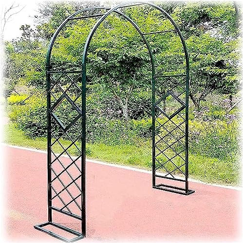Enrejado de arco de jardín de metal para plantas trepadoras, árbol de rosas extra ancho para boda, arco de rosas de acero galvanizado, decoración de jardín al aire libre, verde oscuro (2,2 x 2,3 m)
