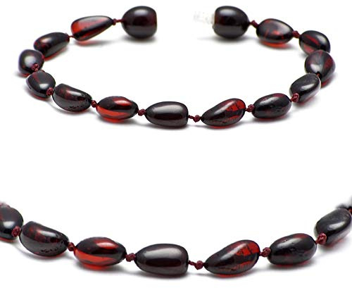 Bracciale in vera ambra – Gioielli del Mar Baltico – Bracciale grezzo anti-stress in perle di ambra baltica – Gioielli in vera ambra – popolare come bracciale con pietra portafortuna (ciliegia, 13