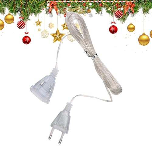 Cavo di prolunga sottile, cavo di prolunga per luci natalizie, cavo di alimentazione da 10 piedi, cavo luminoso da 220 V, cavo di prolunga sottile per il collegamento di catene luminose estese