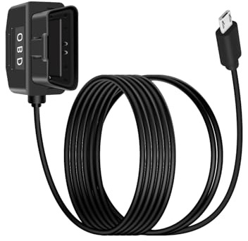 YANBORONSN OBD strömkabel för Dash Camera, OBD2 till USB mikro-adapter hardwire laddningskabel med strömbrytarknapp 24 timmars övervakning och Acc 2 läge 12–24 V till 5 V/3 A (3,5/11,5 FT)
