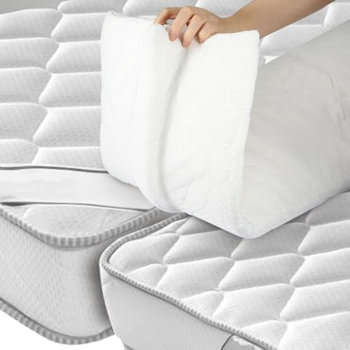 Bochino Twin to King Size Bed Bridge, 75x12 Memory Foam Gap Filler, Removable & Washable Cover, Zipper Closure, White