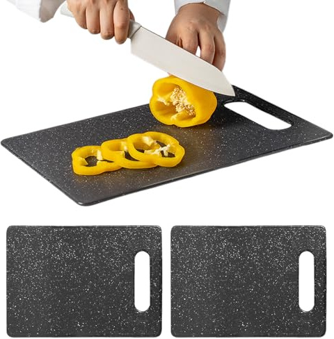 2 Pcs Cutting Board,Small Chopping Board,Chopping Board Sets for Kitchen Non Slip Chopping Boards,Black Chopping Boards for Kitchen