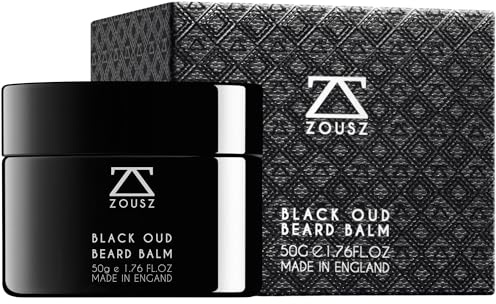 ZOUSZ Black Oud Bálsamo para Barba para Hombres con Manteca de Karité - Bálsamo/Acondicionador/Suavizante para Barba No Graso, Kit Definitivo para el Cuidado de la Barba, 50mL