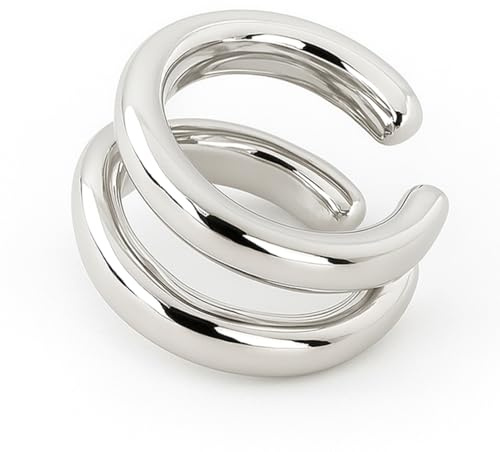 XYTAHDM 1 Paar Ear Cuff Boucles d'oreilles non piercings,14K Boucles d'oreilles femme Chunky Earcuff Boucles d'oreilles sans trou à clip pour Cartilage pour filles hypoallergéniques, Silber