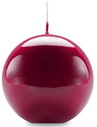 Candela Sfera Decorativa laccata diametro 10 cm - Durata 49 Ore - Colore Bordeaux - Confezione Regalo - Cereria Di Giorgio