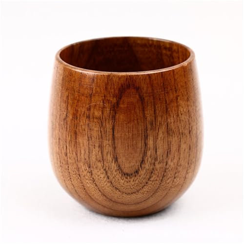 Wuyangcun Taza de agua de madera de 130 ml, 7 cm, vaso de grano de madera natural para té, café, cerveza, bebidas frías, reutilizable, acabado suave