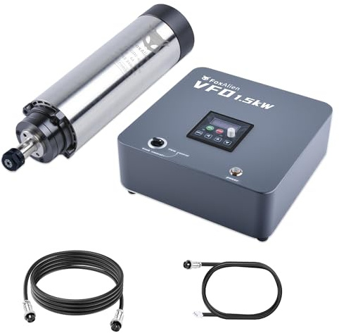 FoxAlien 1.5KW VFD Air Cooled CNC Spindle Motor Kit for CNC Router Machine, 65mm Diameter 24000 RPM Spindle for Wood Acrylic Aluminum Copper Carving Cutting